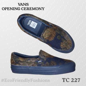 VANS OG Original Opening Ceremony Navy & Brown Flowers Slip On Sneaker Size 7.0